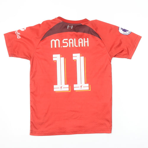 Nike Boys Red Liverpool FC M.Salah #11 Football Jersey T-Shirt 12-13 Years