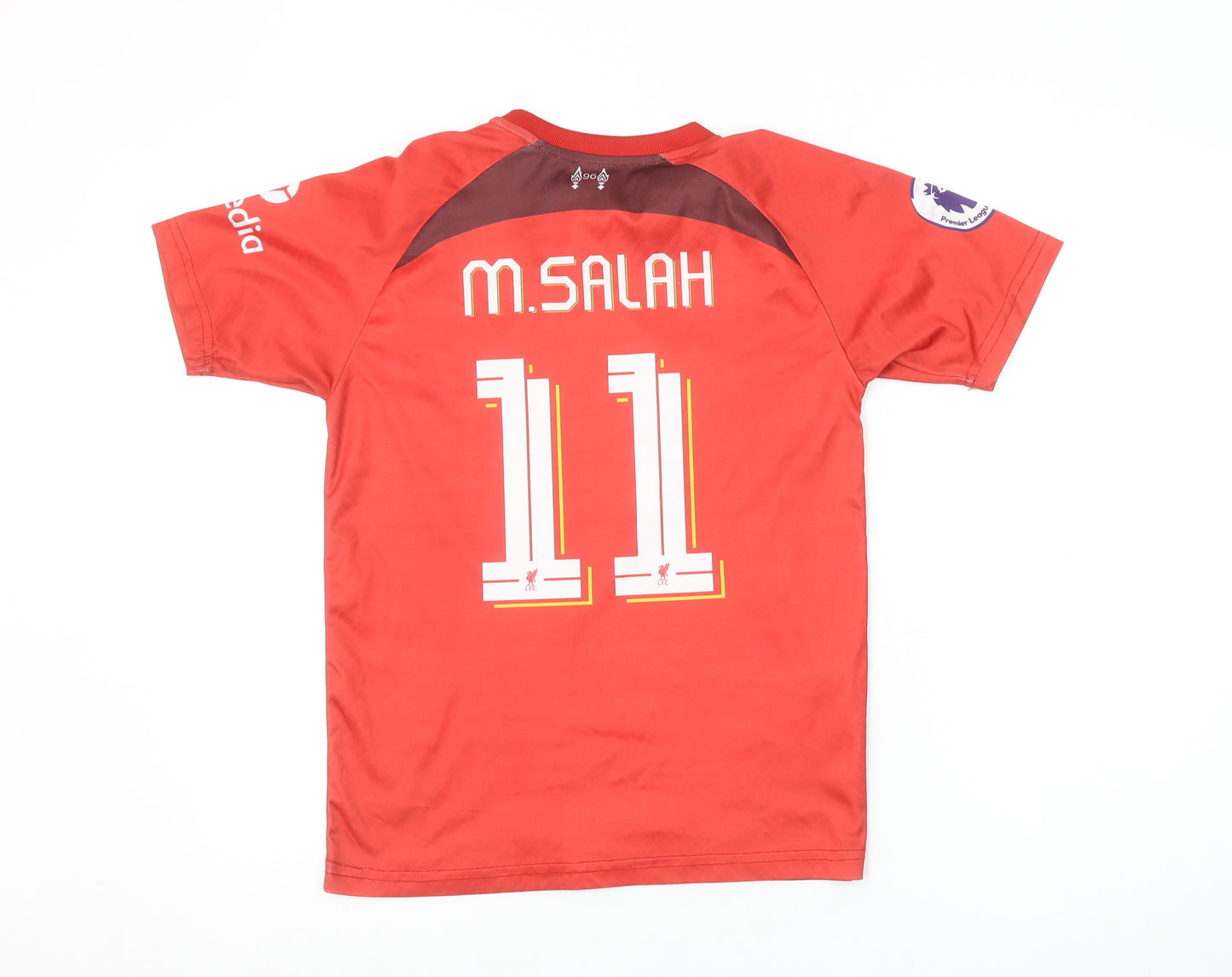 Nike Boys Red Liverpool FC M.Salah #11 Football Jersey T-Shirt 12-13 Years