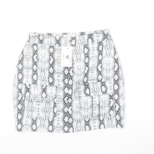 In The Style Womens Black Snake Print Stretch Mini Skirt Size 10