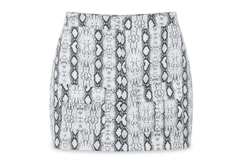 In The Style Womens Black Snake Print Stretch Mini Skirt Size 10