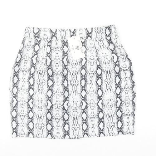 In The Style Womens Black Snake Print Stretch Mini Skirt Size 10