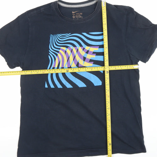 Nike Men’s Black Graphic Print Short Sleeve Cotton T-Shirt Size M