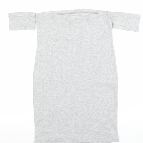 ASOS Women Grey Size 12 Off Shoulder Bodycon Jersey Dress