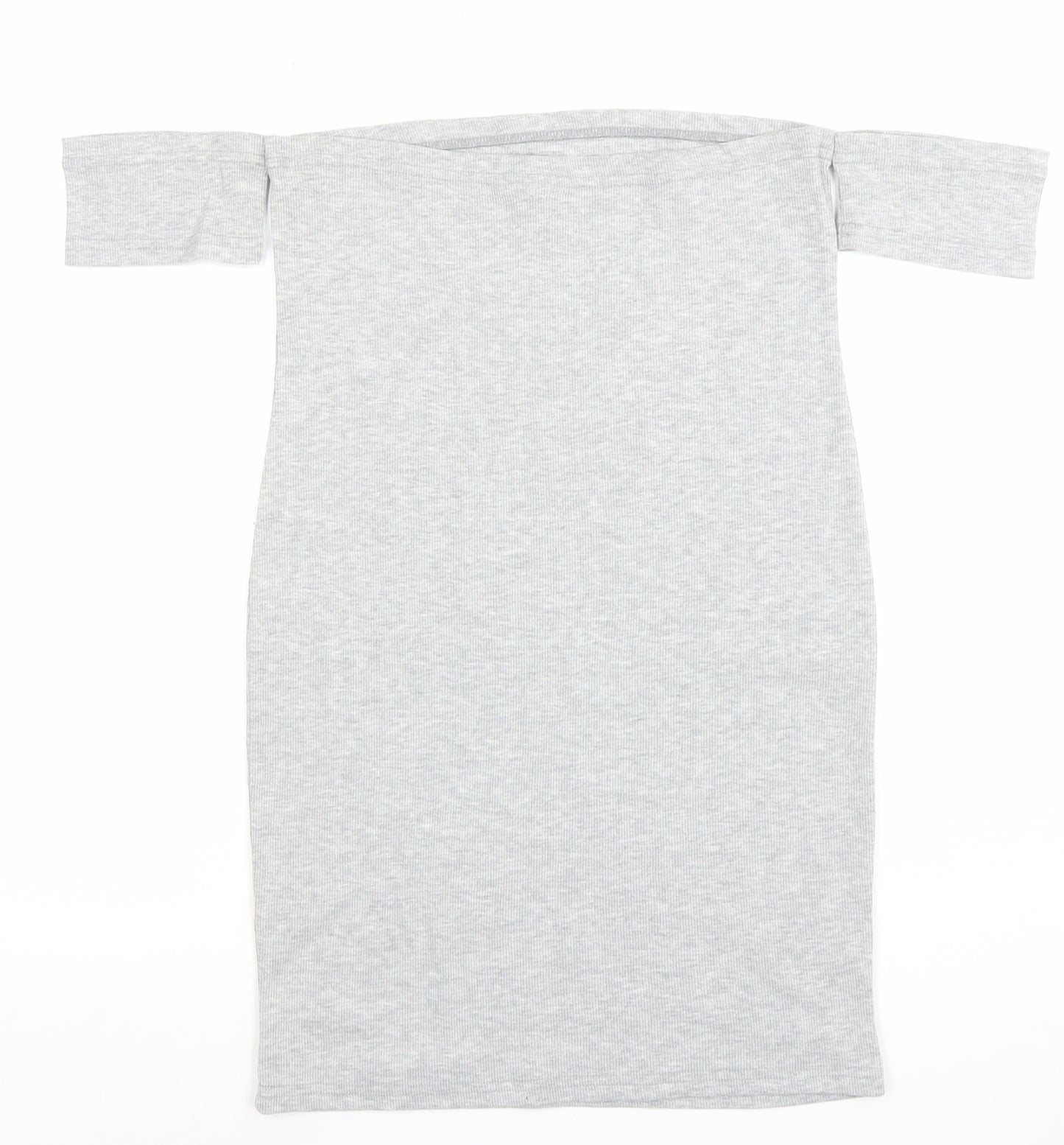 ASOS Women Grey Size 12 Off Shoulder Bodycon Jersey Dress