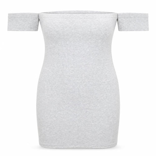 ASOS Women Grey Size 12 Off Shoulder Bodycon Jersey Dress