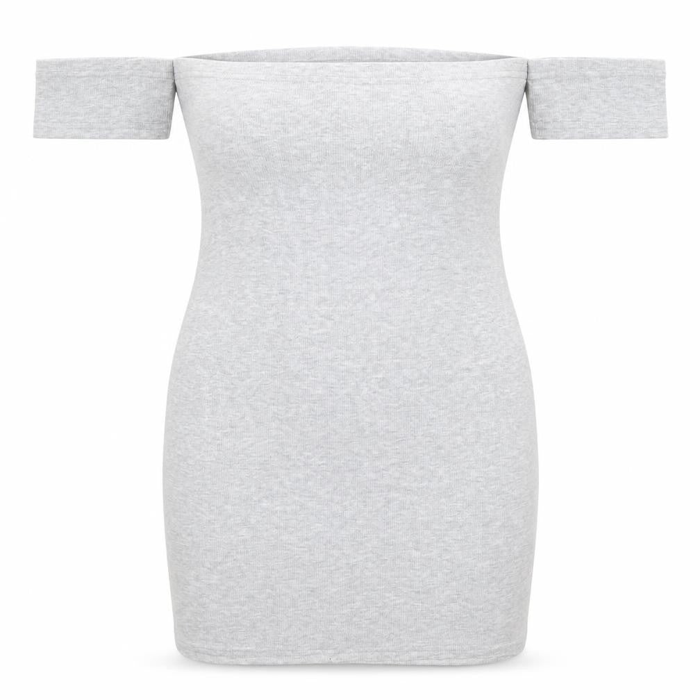 ASOS Women Grey Size 12 Off Shoulder Bodycon Jersey Dress