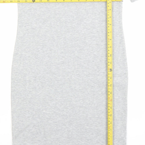 ASOS Women Grey Size 12 Off Shoulder Bodycon Jersey Dress