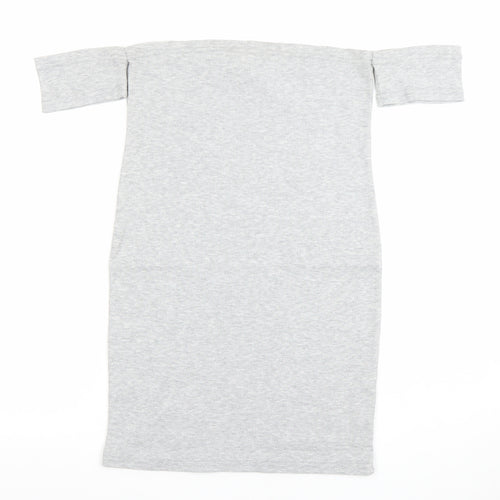 ASOS Women Grey Size 12 Off Shoulder Bodycon Jersey Dress