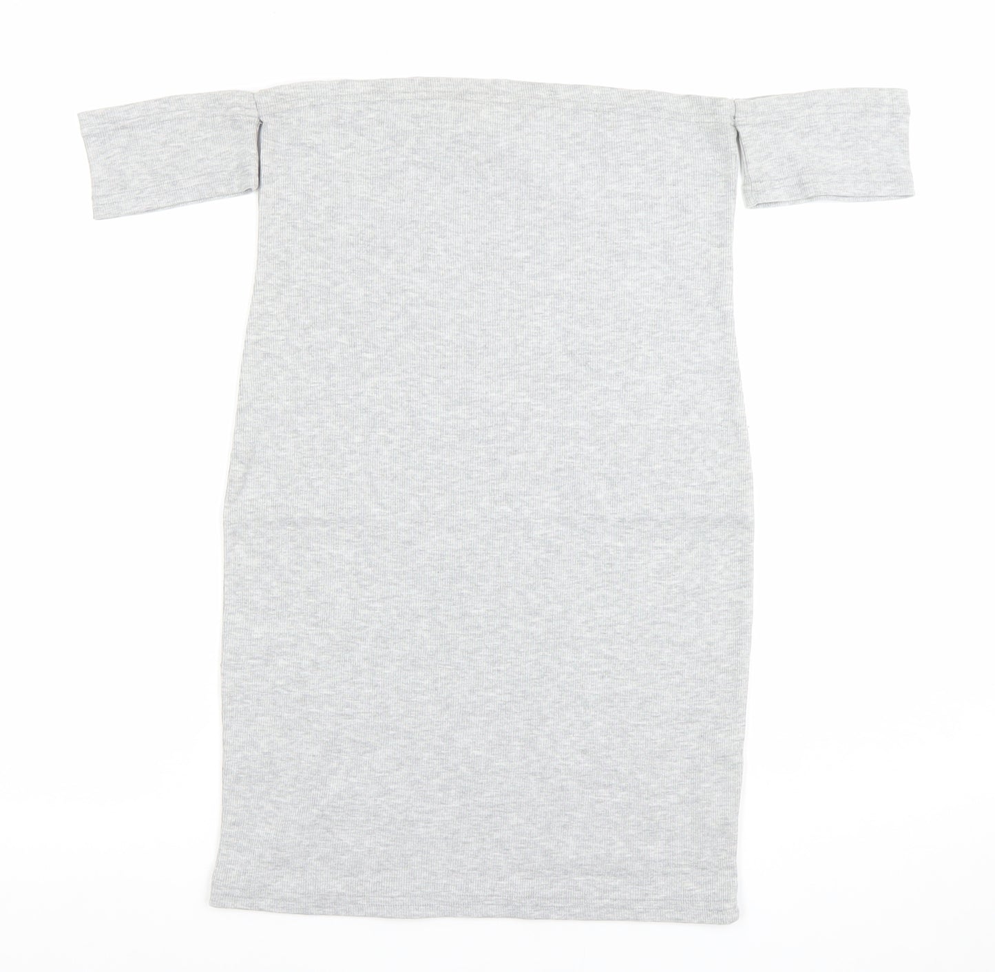 ASOS Women Grey Size 12 Off Shoulder Bodycon Jersey Dress