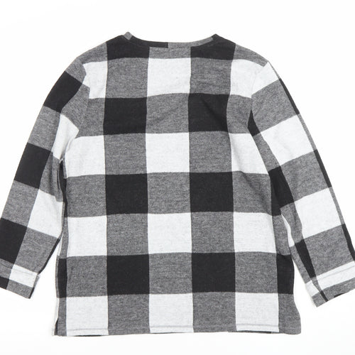Marks and Spencer Women's Black Check Long Sleeve Jersey Top UK 12
