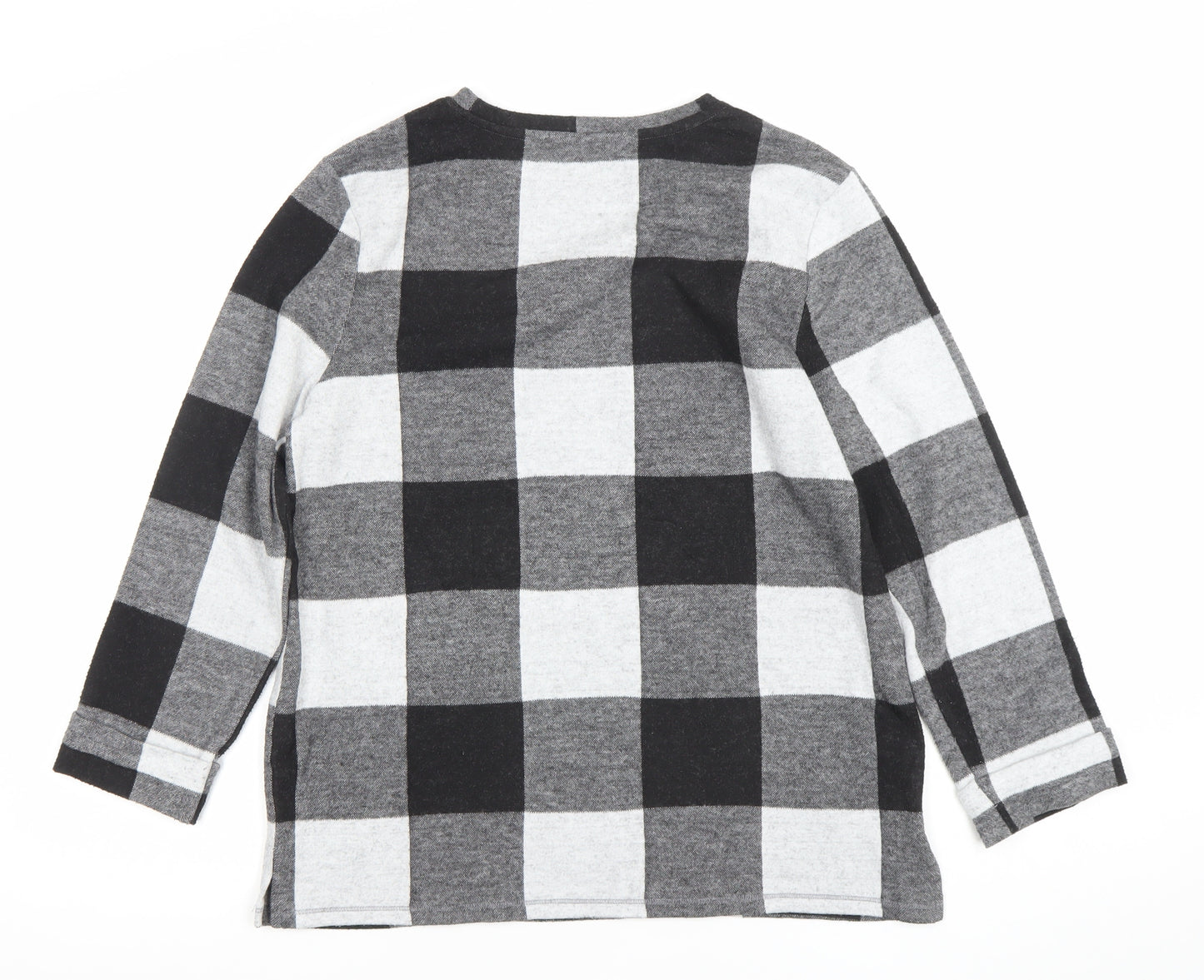 Marks and Spencer Women's Black Check Long Sleeve Jersey Top UK 12