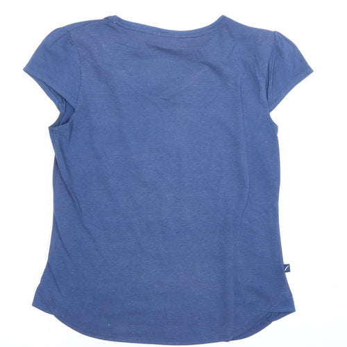 LA Gear Womens Blue V-Neck Short Sleeve Cotton T-Shirt Size 14