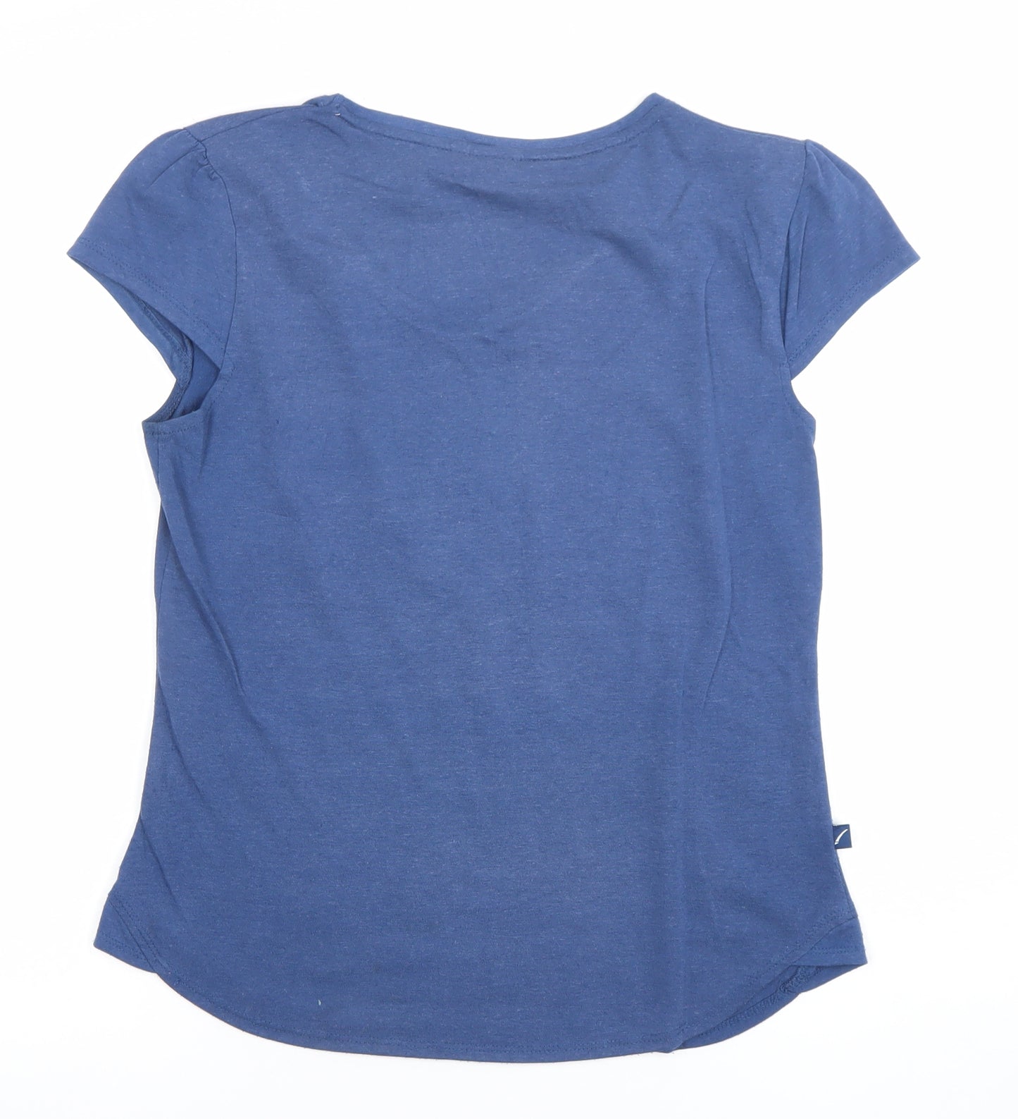 LA Gear Womens Blue V-Neck Short Sleeve Cotton T-Shirt Size 14