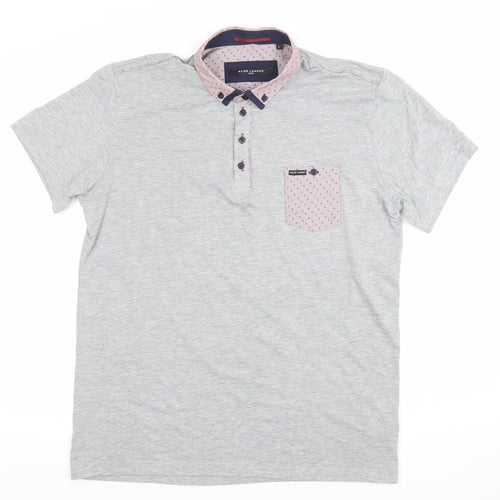 Guide London Mens Grey Cotton Blend Short Sleeve Polo Shirt Size L