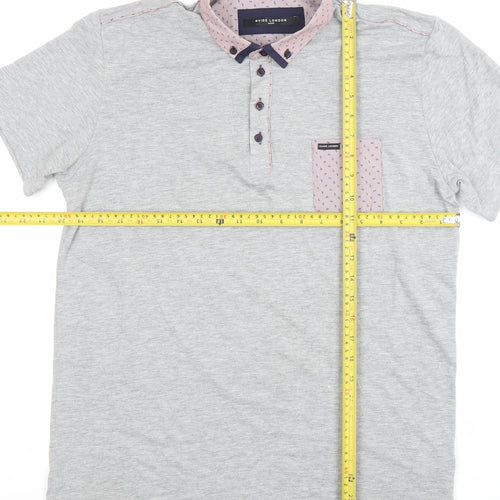 Guide London Mens Grey Cotton Blend Short Sleeve Polo Shirt Size L
