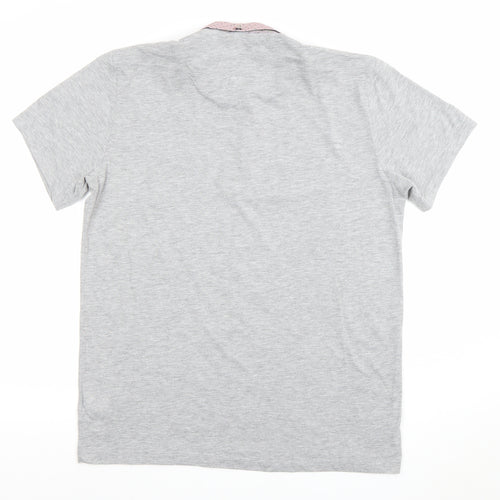 Guide London Mens Grey Cotton Blend Short Sleeve Polo Shirt Size L