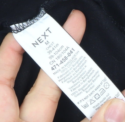 Next Men's Black Regular Fit Cotton Crew Neck T-Shirt M