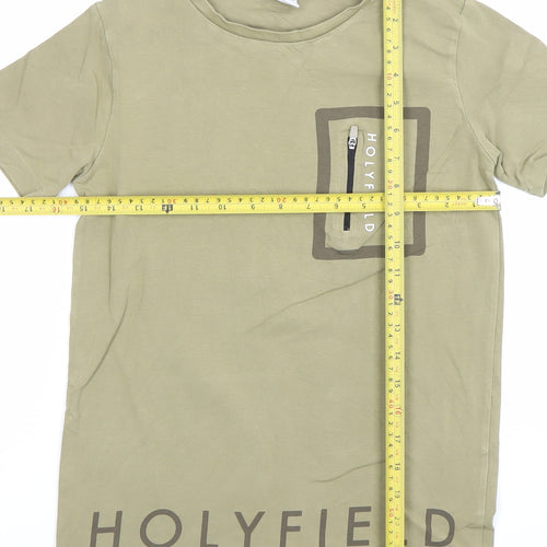 Holyfield Boys Beige Short Sleeve Crew Neck Zip Pocket T-Shirt Size S 10-12yrs