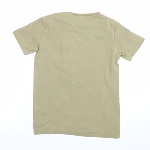 Holyfield Boys Beige Short Sleeve Crew Neck Zip Pocket T-Shirt Size S 10-12yrs
