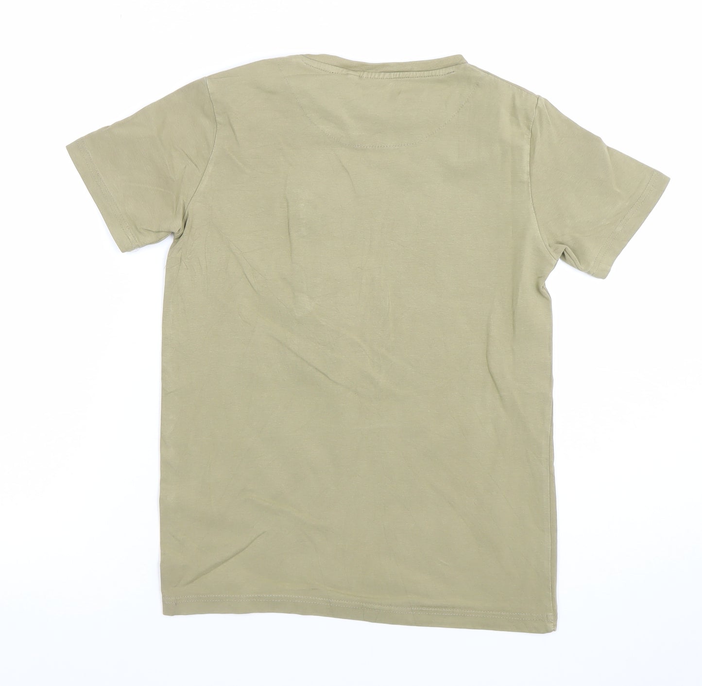 Holyfield Boys Beige Short Sleeve Crew Neck Zip Pocket T-Shirt Size S 10-12yrs