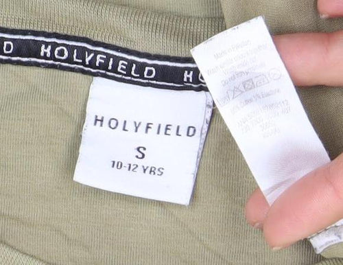 Holyfield Boys Beige Short Sleeve Crew Neck Zip Pocket T-Shirt Size S 10-12yrs