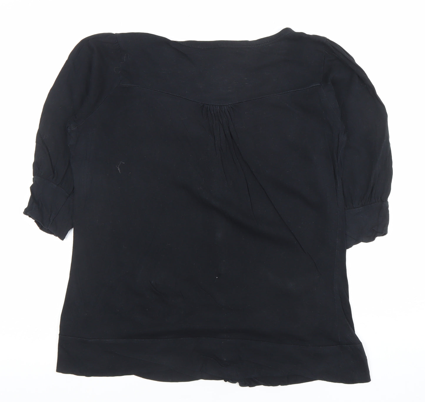 Denim Co Women’s Black 3/4 Sleeve Cotton Button-Up Top Size 14