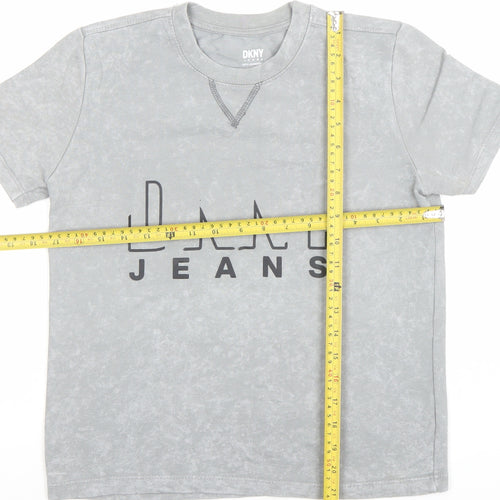 DKNY Boys Grey Acid Wash Logo T-Shirt 10 Years Casual Crew Neck