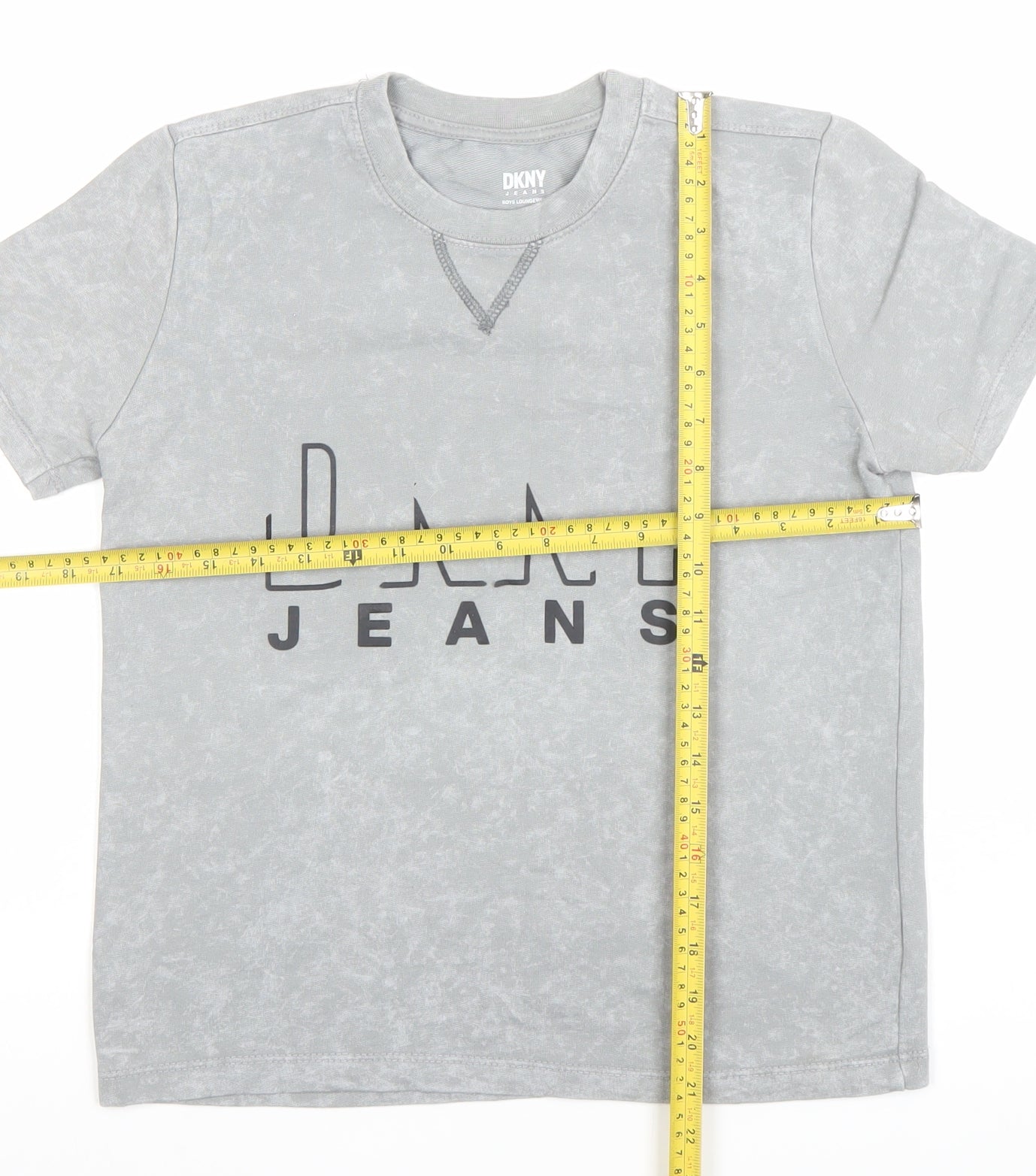 DKNY Boys Grey Acid Wash Logo T-Shirt 10 Years Casual Crew Neck