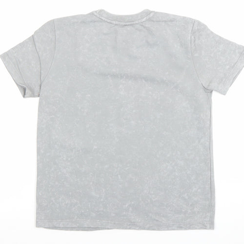 DKNY Boys Grey Acid Wash Logo T-Shirt 10 Years Casual Crew Neck