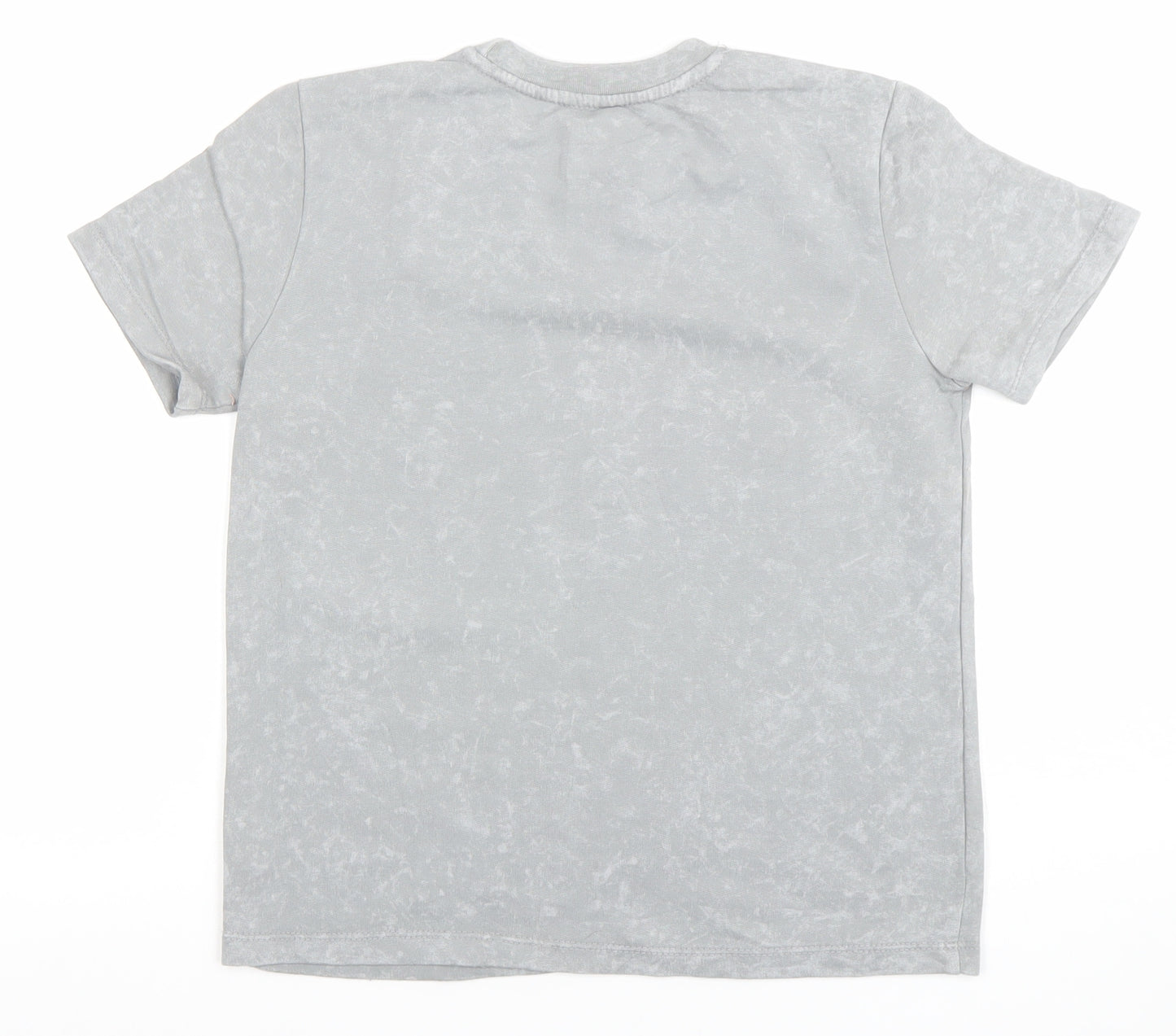 DKNY Boys Grey Acid Wash Logo T-Shirt 10 Years Casual Crew Neck
