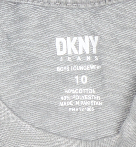 DKNY Boys Grey Acid Wash Logo T-Shirt 10 Years Casual Crew Neck
