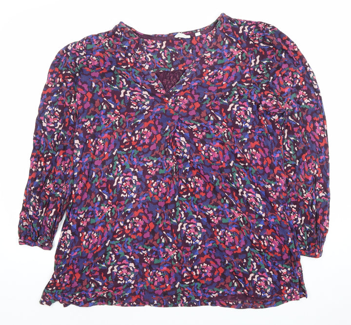 Fat Face Women’s Purple Floral Viscose Tunic Blouse Size 12