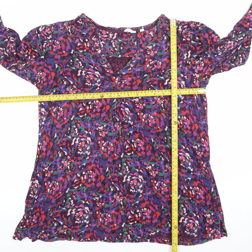 Fat Face Women’s Purple Floral Viscose Tunic Blouse Size 12