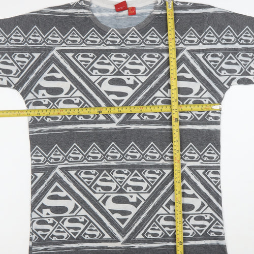 Superman Womens Grey Comic Print Short Sleeve T-Shirt Size M