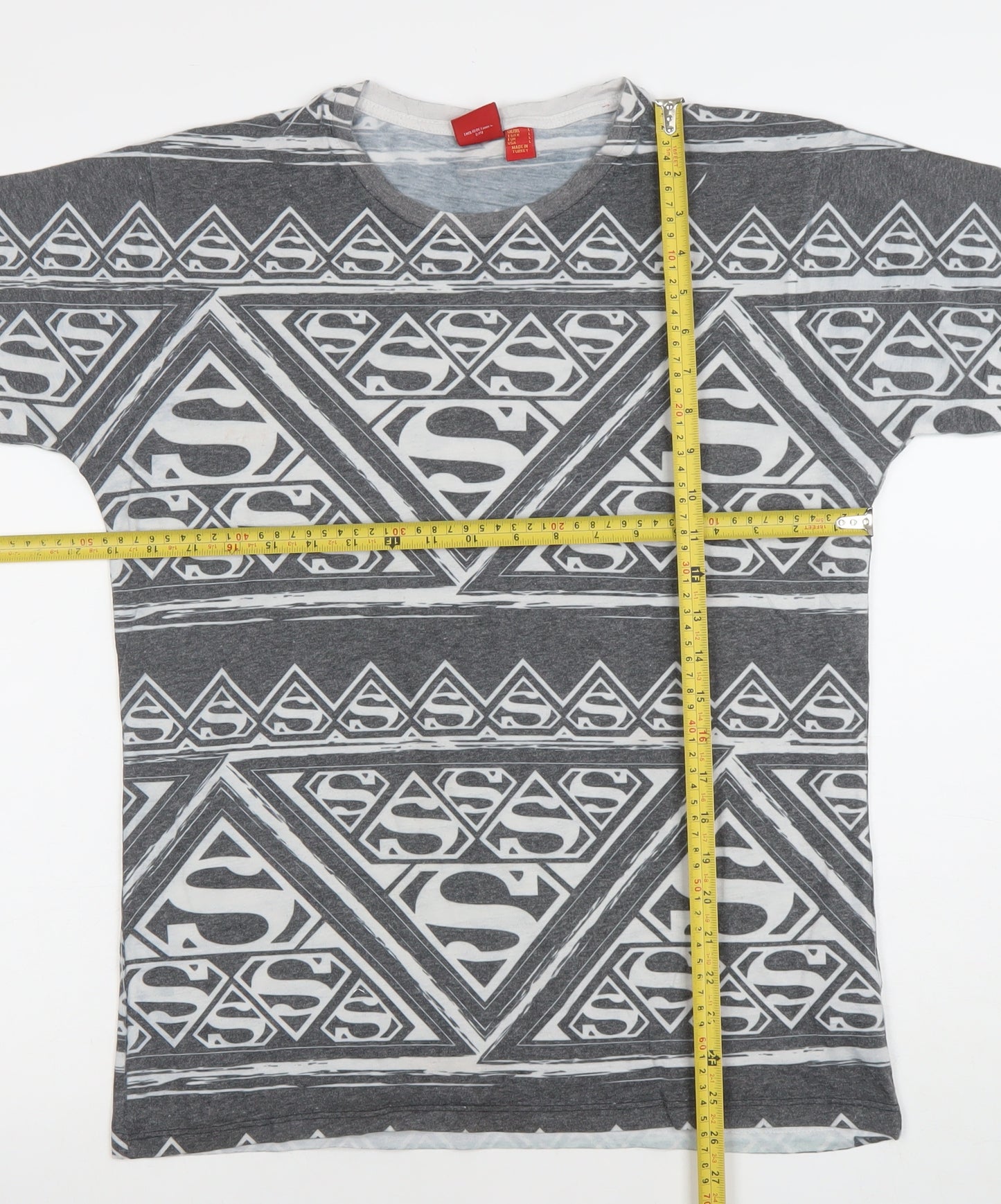 Superman Womens Grey Comic Print Short Sleeve T-Shirt Size M