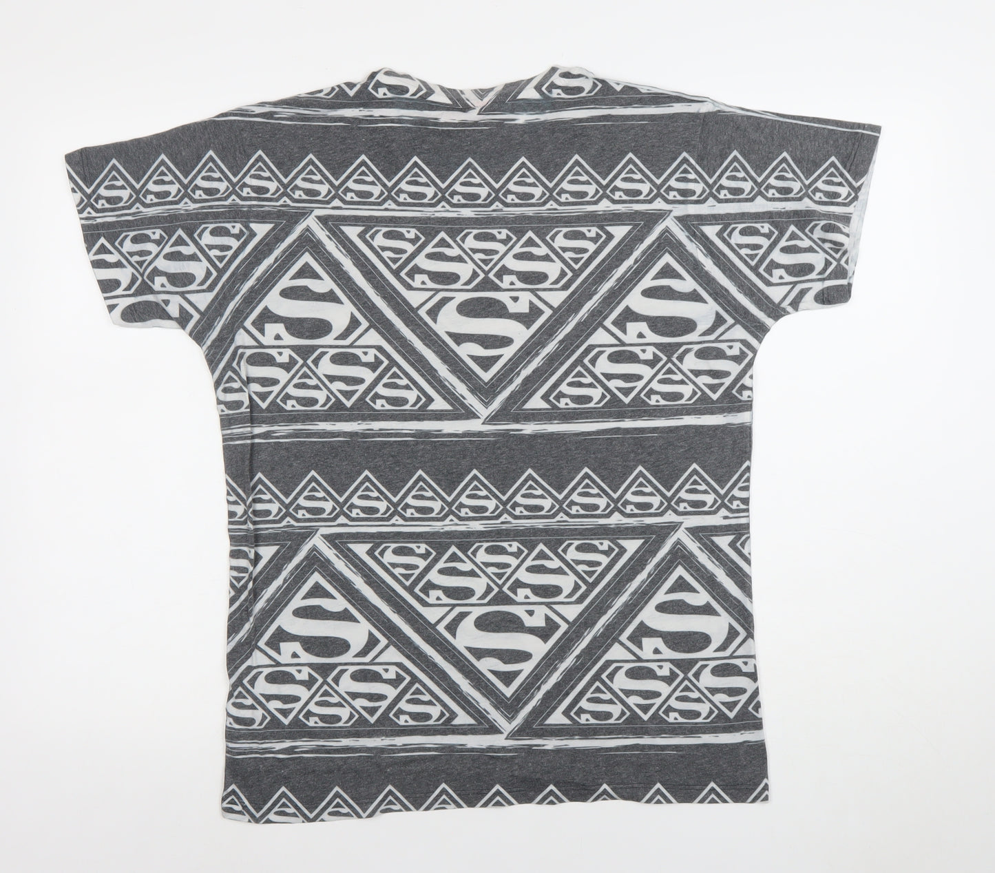 Superman Womens Grey Comic Print Short Sleeve T-Shirt Size M
