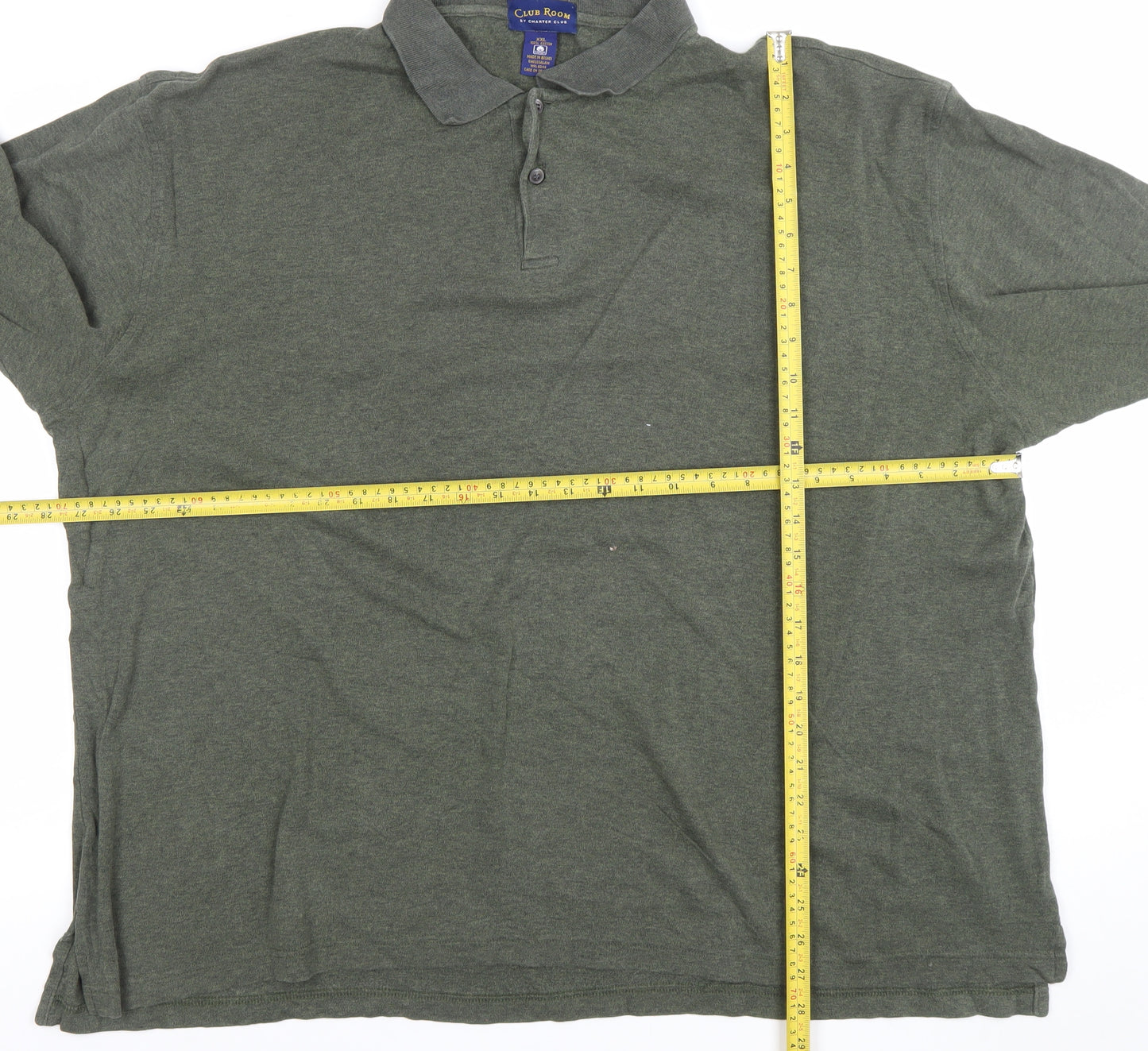 Club Room Men’s Green 2XL Long Sleeve Cotton Polo Shirt