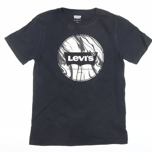 Levi's Boys Black Cotton Logo Graphic T-Shirt 14 Years Regular Fit