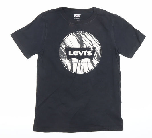 Levi's Boys Black Cotton Logo Graphic T-Shirt 14 Years Regular Fit