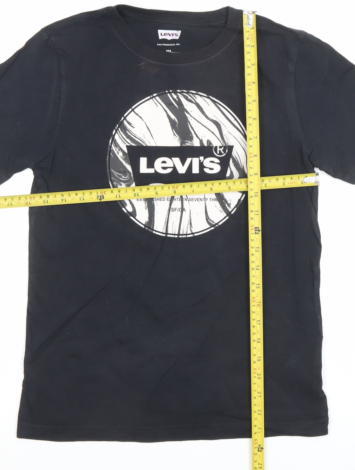 Levi's Boys Black Cotton Logo Graphic T-Shirt 14 Years Regular Fit