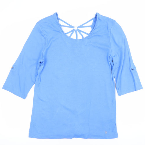 Marble Women’s Blue 3/4 Sleeve Cotton Scoop Neck T-Shirt Size 12