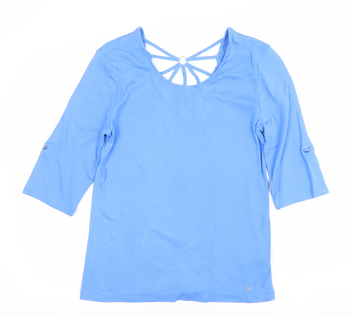 Marble Women’s Blue 3/4 Sleeve Cotton Scoop Neck T-Shirt Size 12
