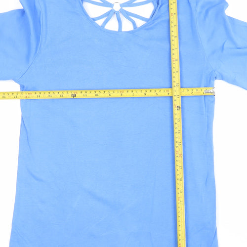 Marble Women’s Blue 3/4 Sleeve Cotton Scoop Neck T-Shirt Size 12