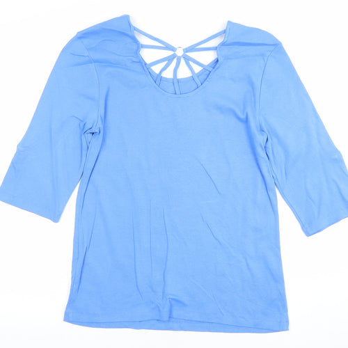 Marble Women’s Blue 3/4 Sleeve Cotton Scoop Neck T-Shirt Size 12