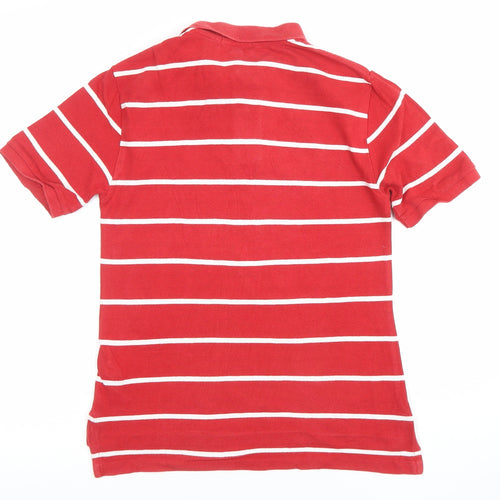 Polo Ralph Lauren Women Red Striped Cotton Polo Shirt M