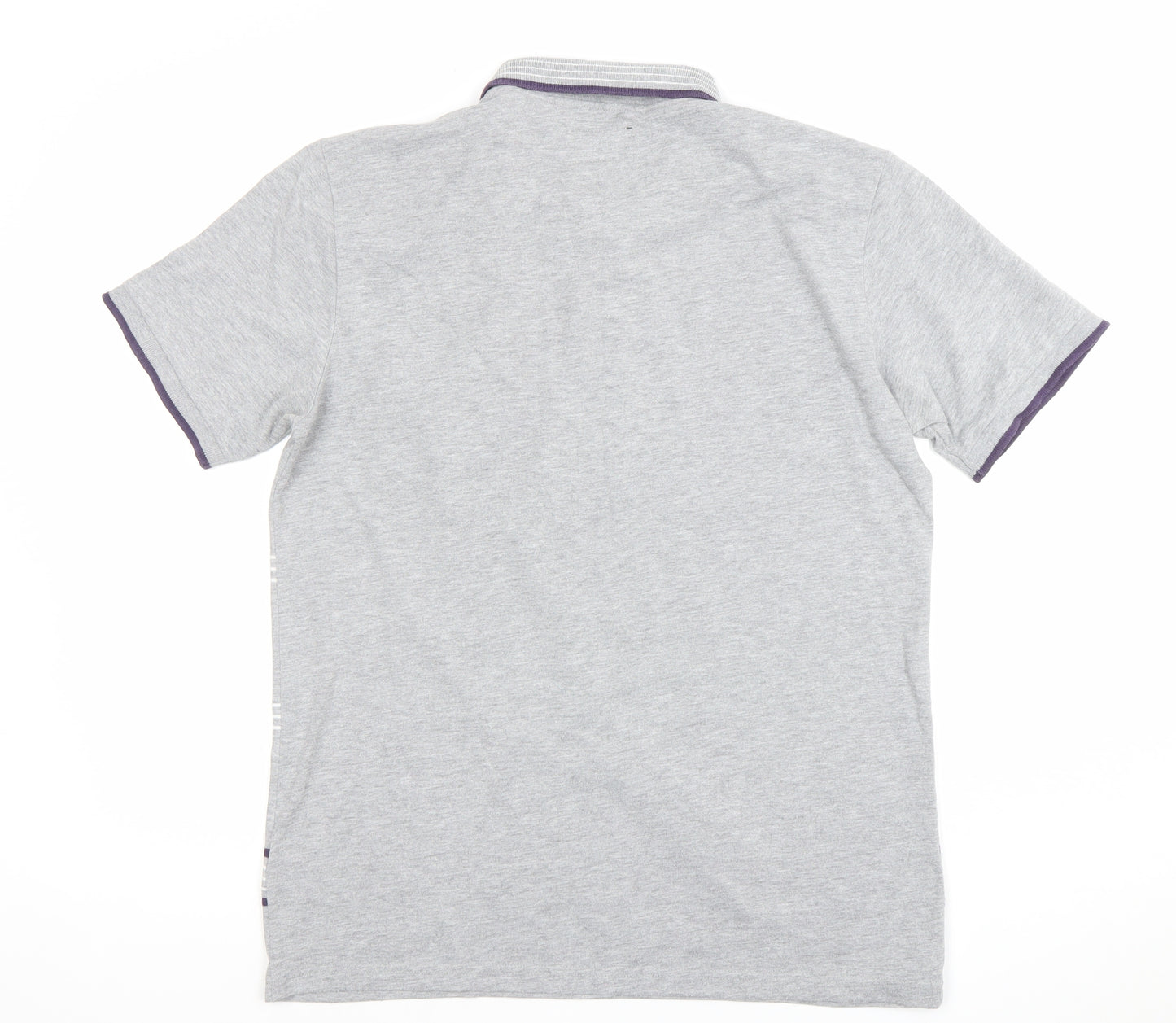 Peter Werth Men's Grey Striped Polo Shirt Size L
