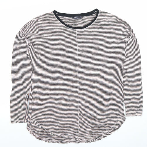Marks and Spencer Womens Black Stripe Cotton Long Sleeve T-Shirt Size 10