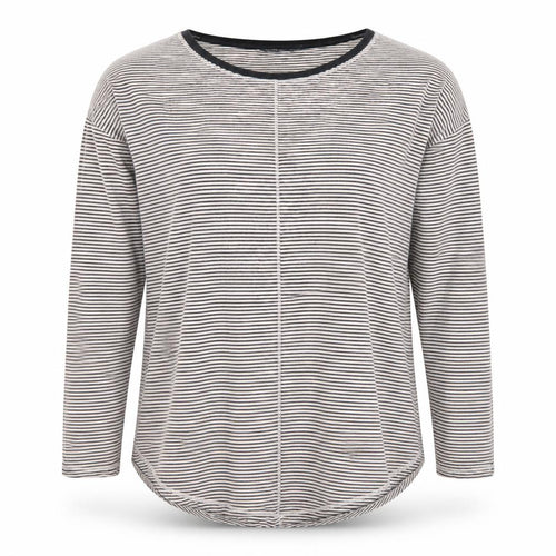 Marks and Spencer Womens Black Stripe Cotton Long Sleeve T-Shirt Size 10