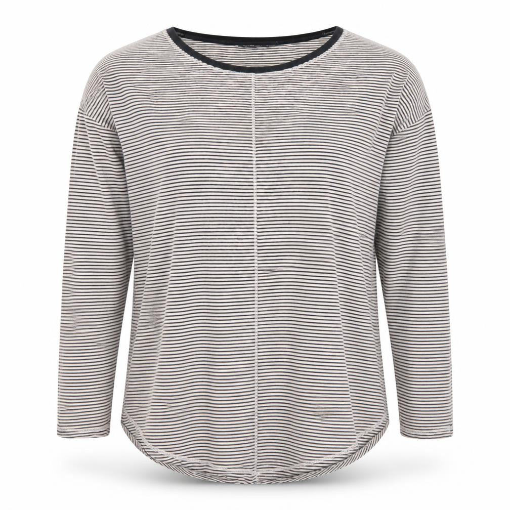 Marks and Spencer Womens Black Stripe Cotton Long Sleeve T-Shirt Size 10