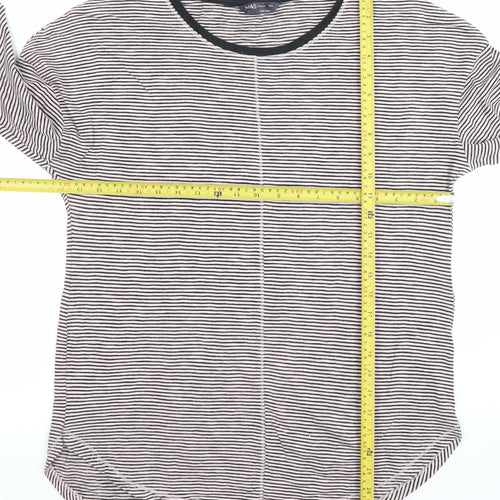 Marks and Spencer Womens Black Stripe Cotton Long Sleeve T-Shirt Size 10